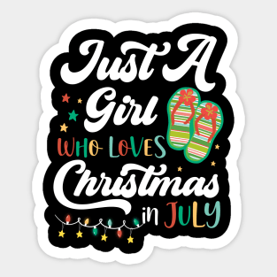 Just A Girl Who Loves Christmas In Jully Summer Beach Women Sticker